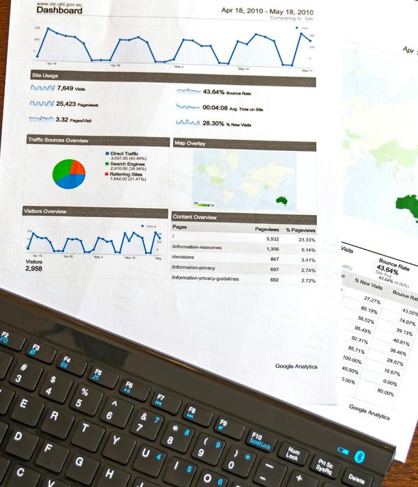 Digital transformation workspace with ERP dashboards and analytics