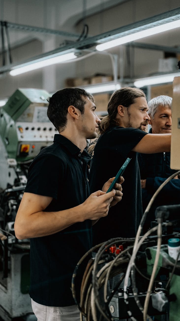 Professional team collaborating on business process automation